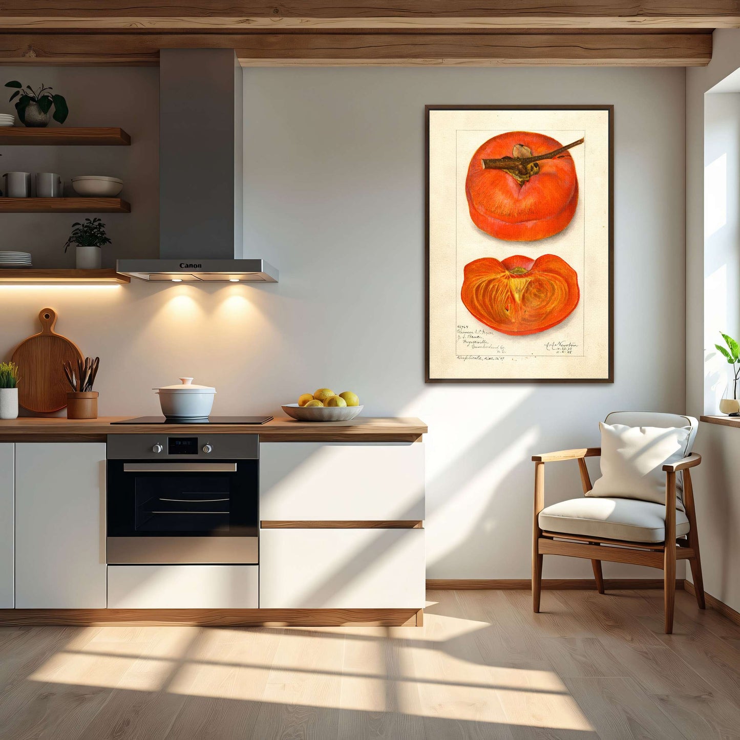 Watercolor painting of persimmon by Amanda Almira Newton