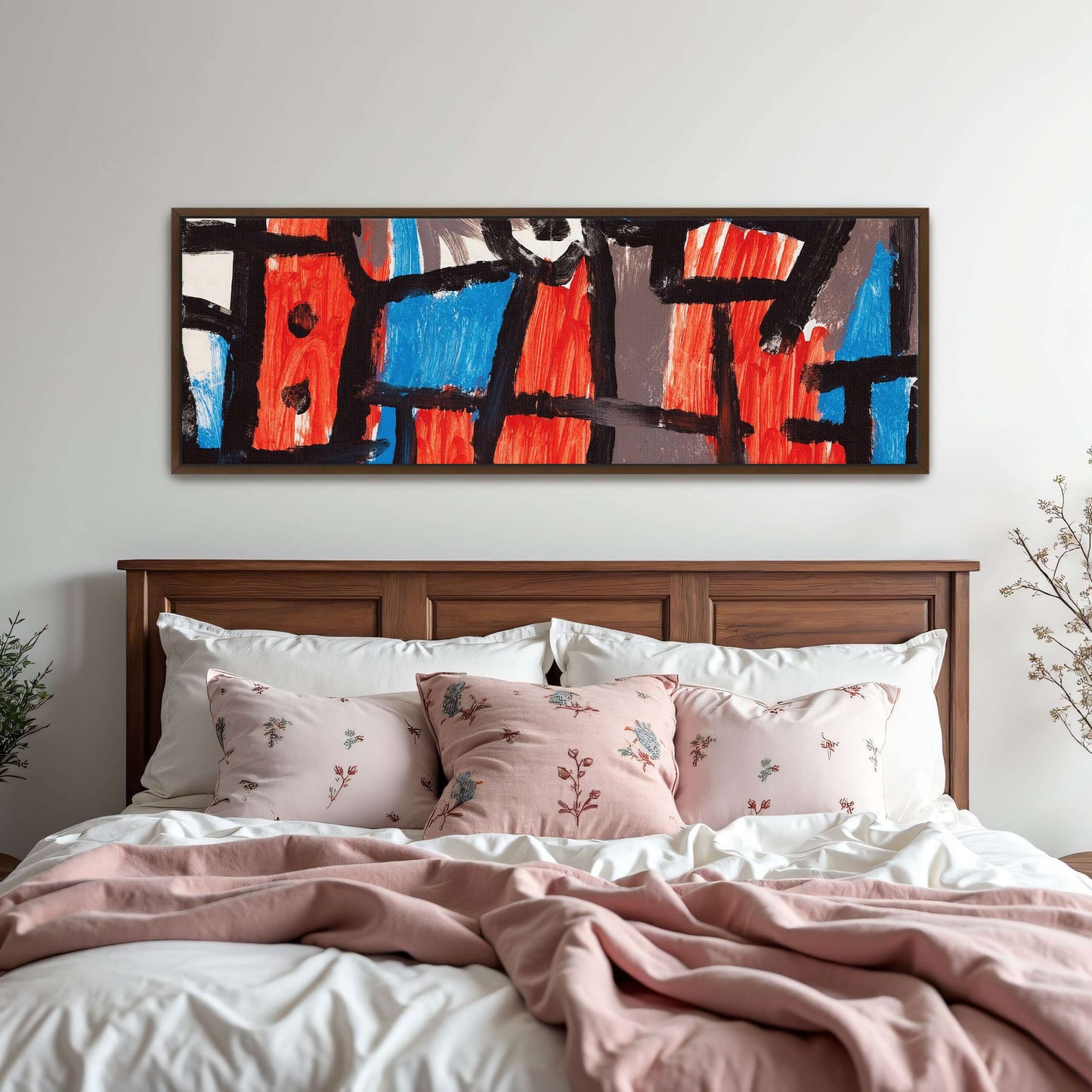 Abstract geometric painting with red and blue by Paul Klee