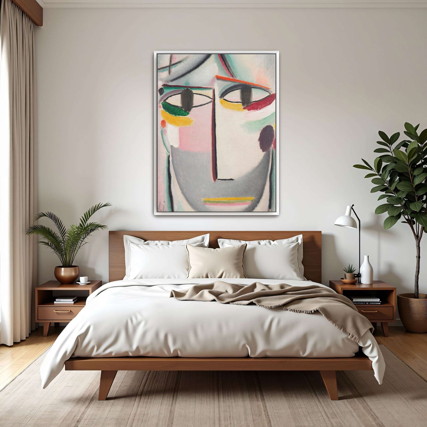 Abstract portrait with colorful lines by Alexej von Jawlensky