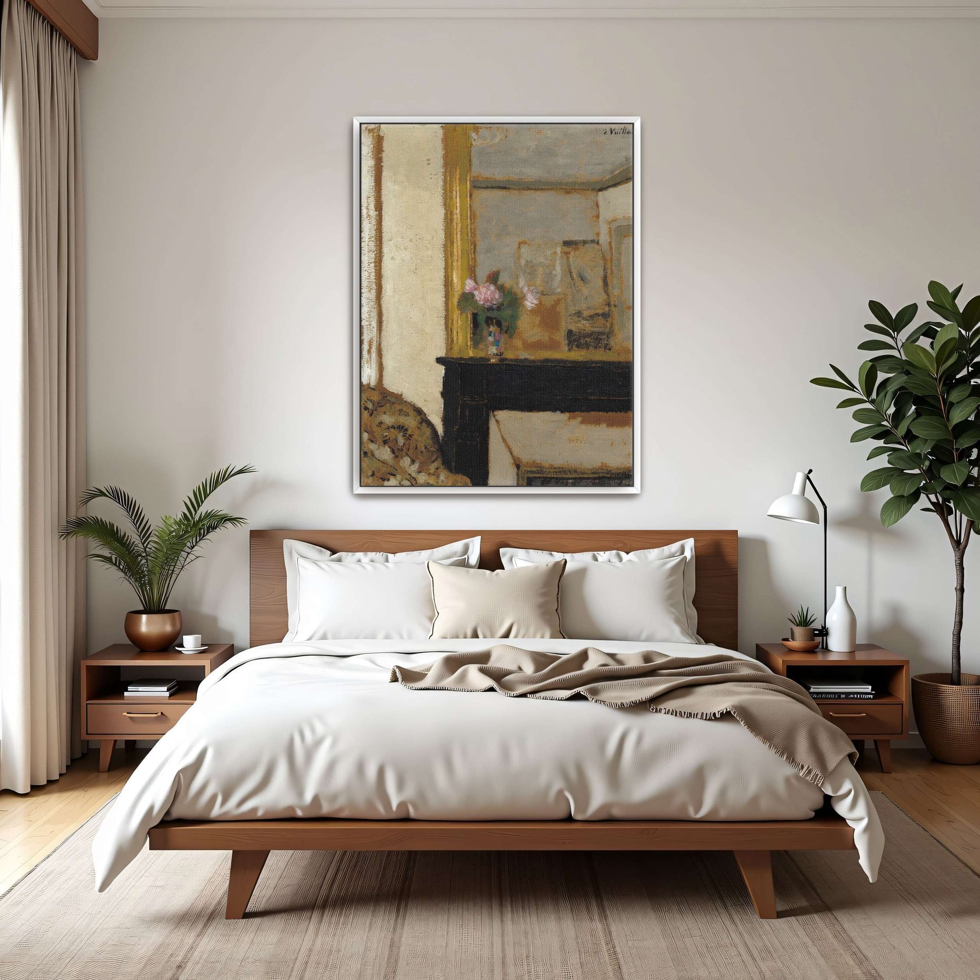 Flowers on a Mantelpiece in a Room by Édouard Vuillard