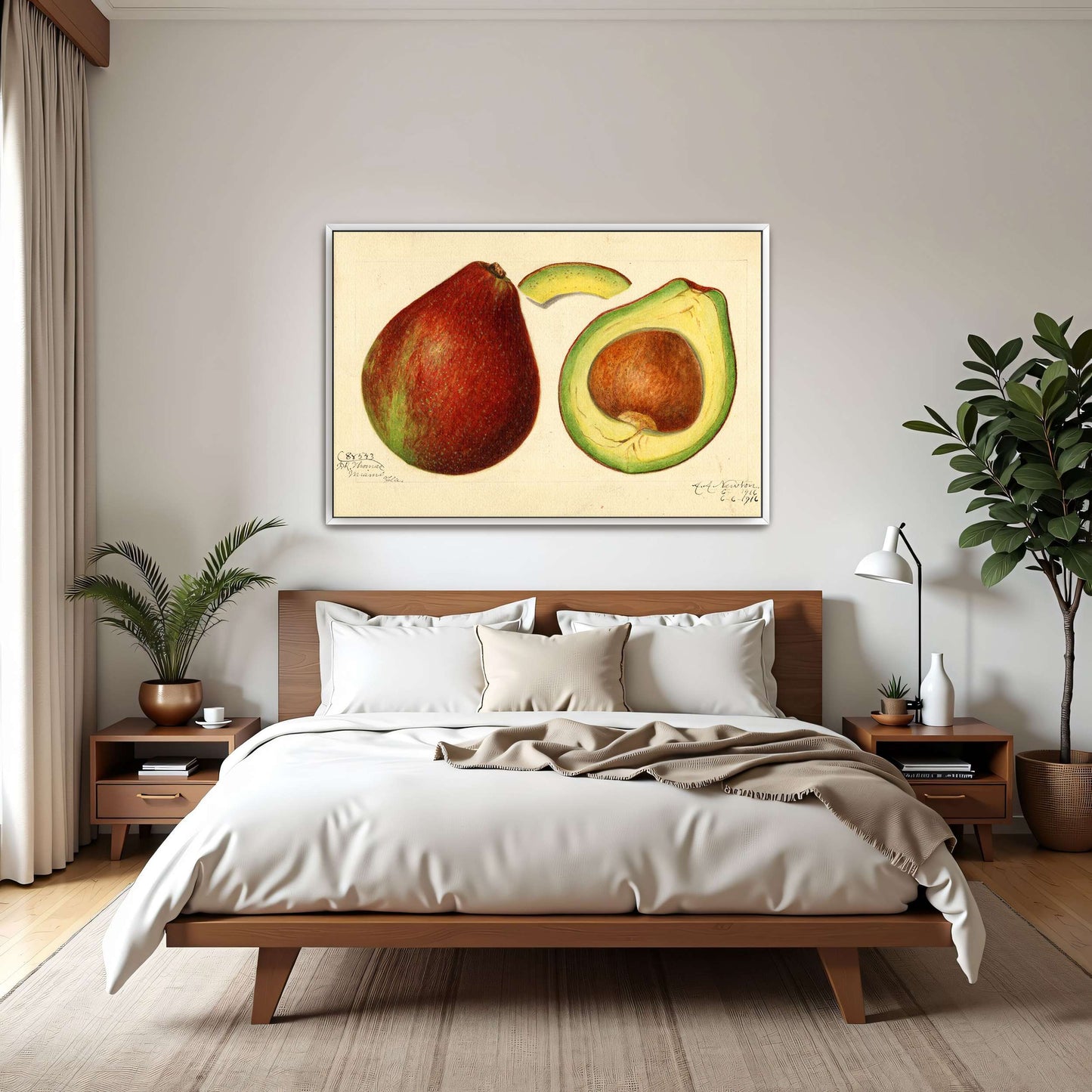 Avocado and pear watercolor by Amanda Almira Newton