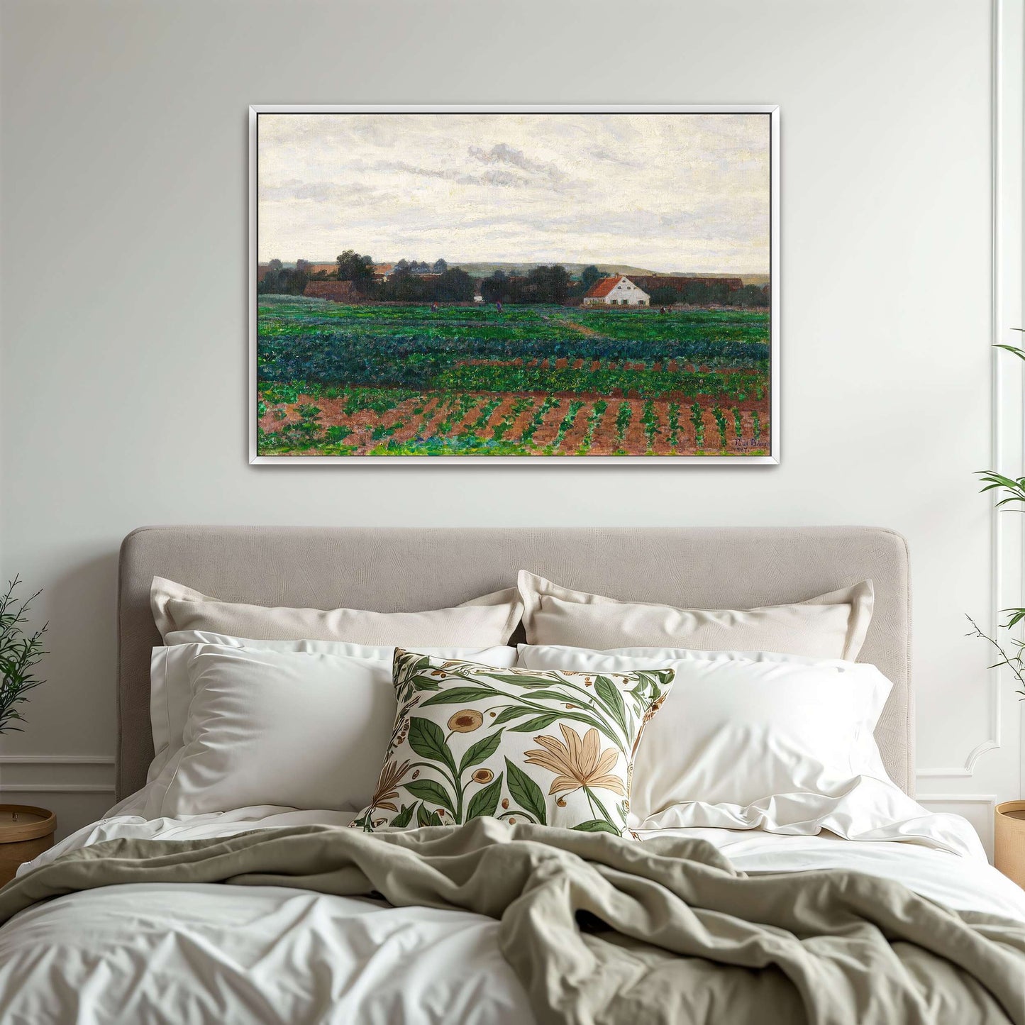 Farmhouse In A Field With Cloudy Sky By Paul Baum