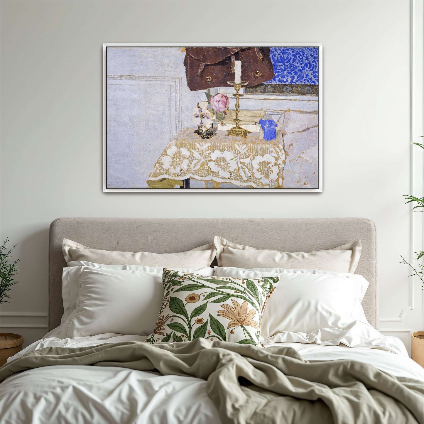 Still life with flowers, candle, and cloth by Édouard Vuillard
