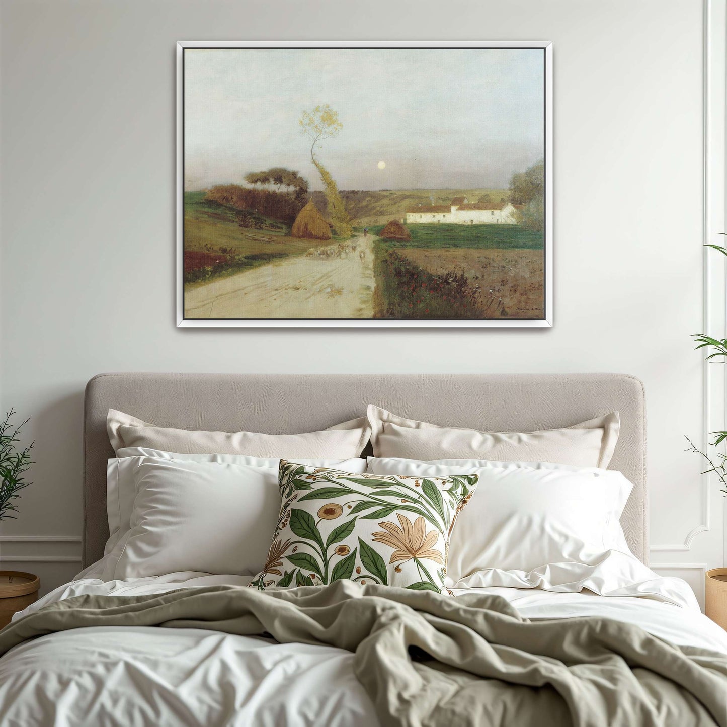 Countryside scene with moon and sheep by Eugen Jettel