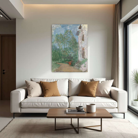 Gallery-wrapped canvas print of Landscape with House by Édouard Vuillard in a room