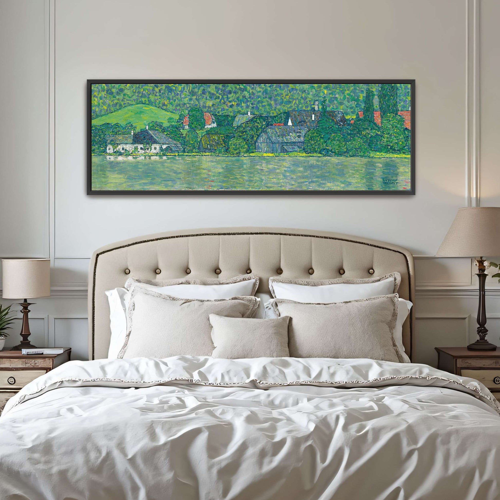 Village by a Lake with Green Hills by Gustav Klimt