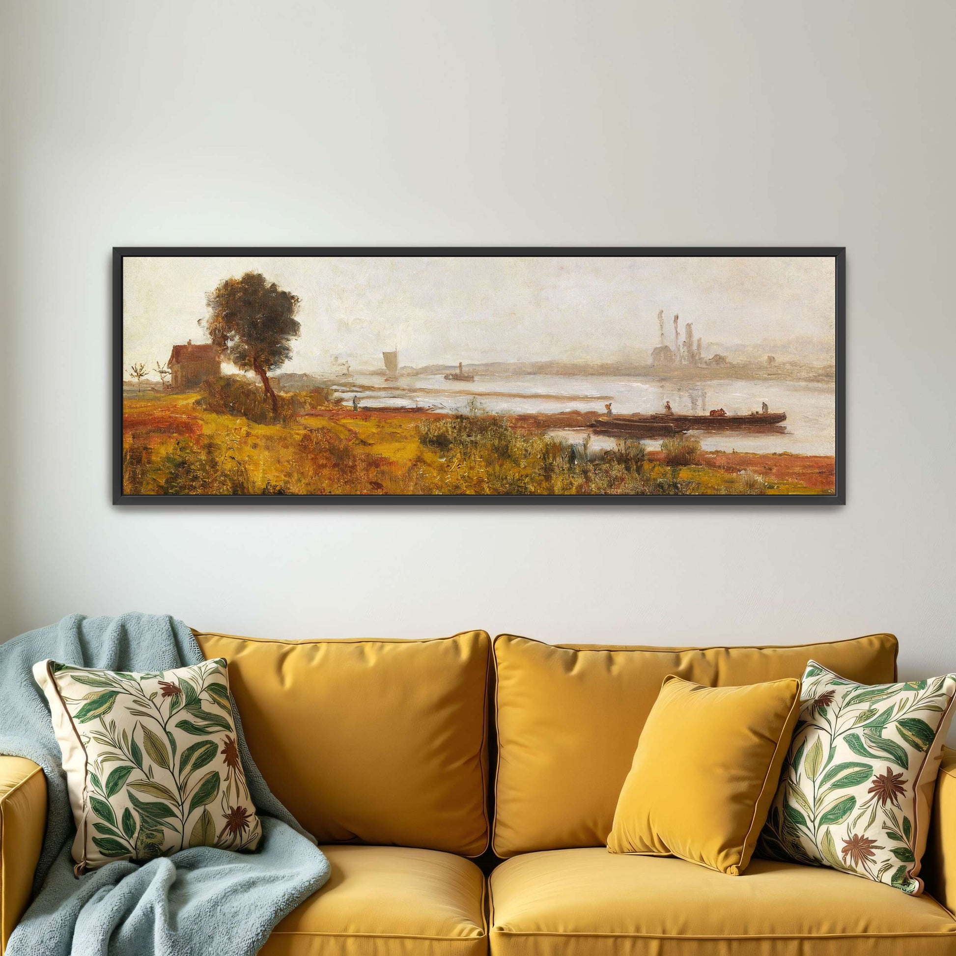 River Landscape with Boats and a House by Paul Baum