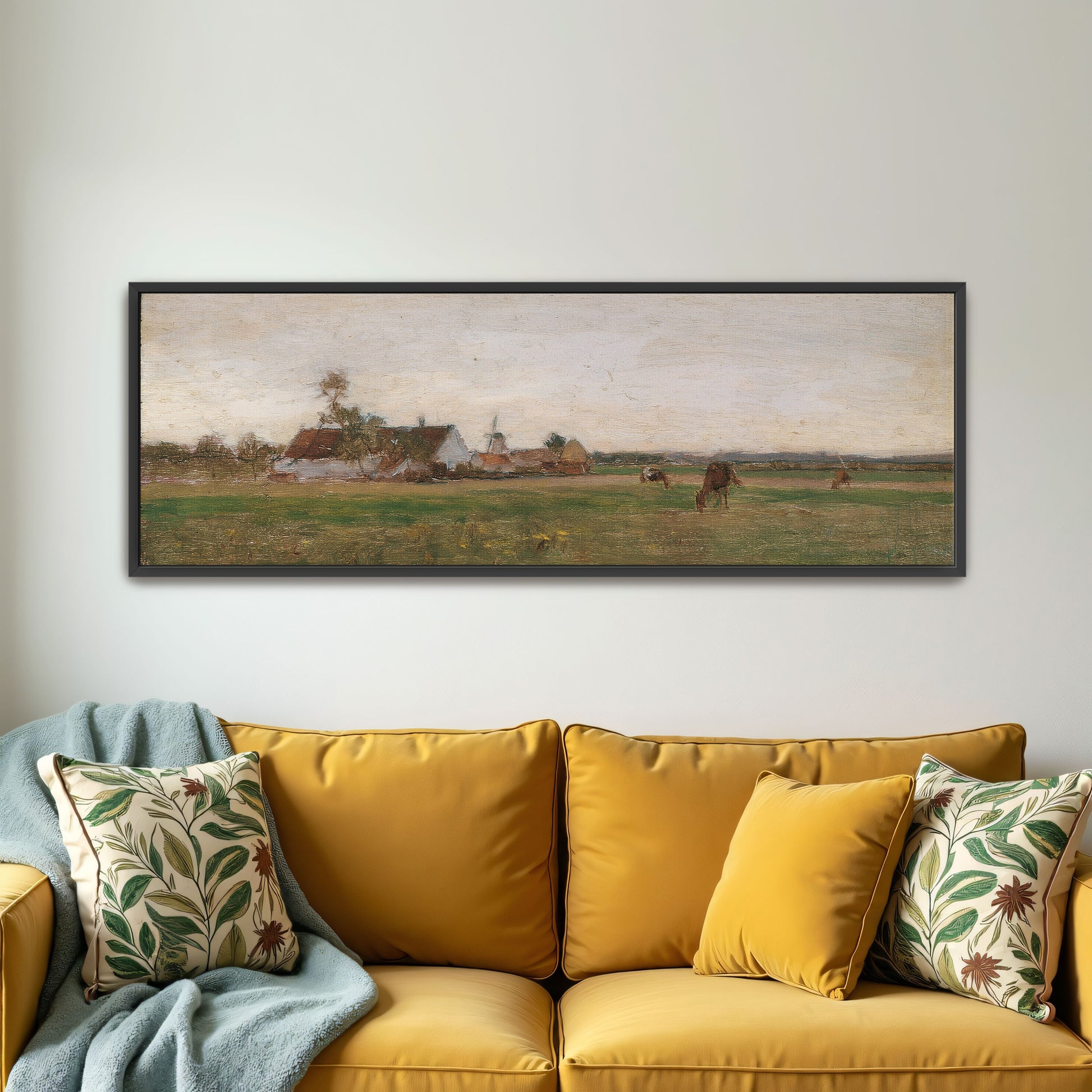 farmhouse in a field with a cloudy sky by Eugen Jettel