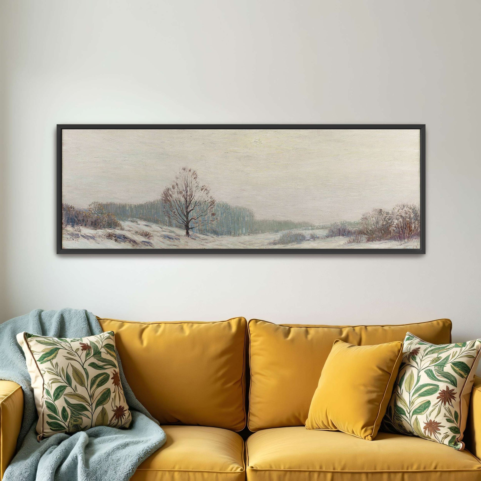 Snowy winter landscape with a lone tree by Leonard Ochtman