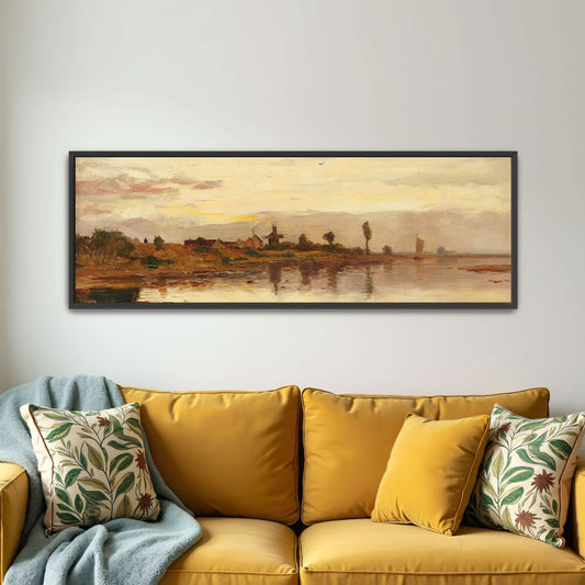 Sunset over a Dutch Canal with Windmill by Paul Baum