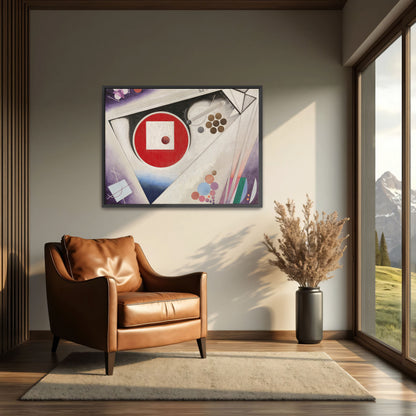 Abstract Geometric Composition With Red Circle And White Square By Rudolf Bauer