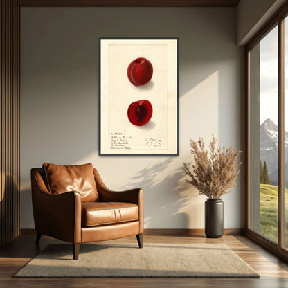 Plumcot illustration, botanical art by Ellen Isham Schutt