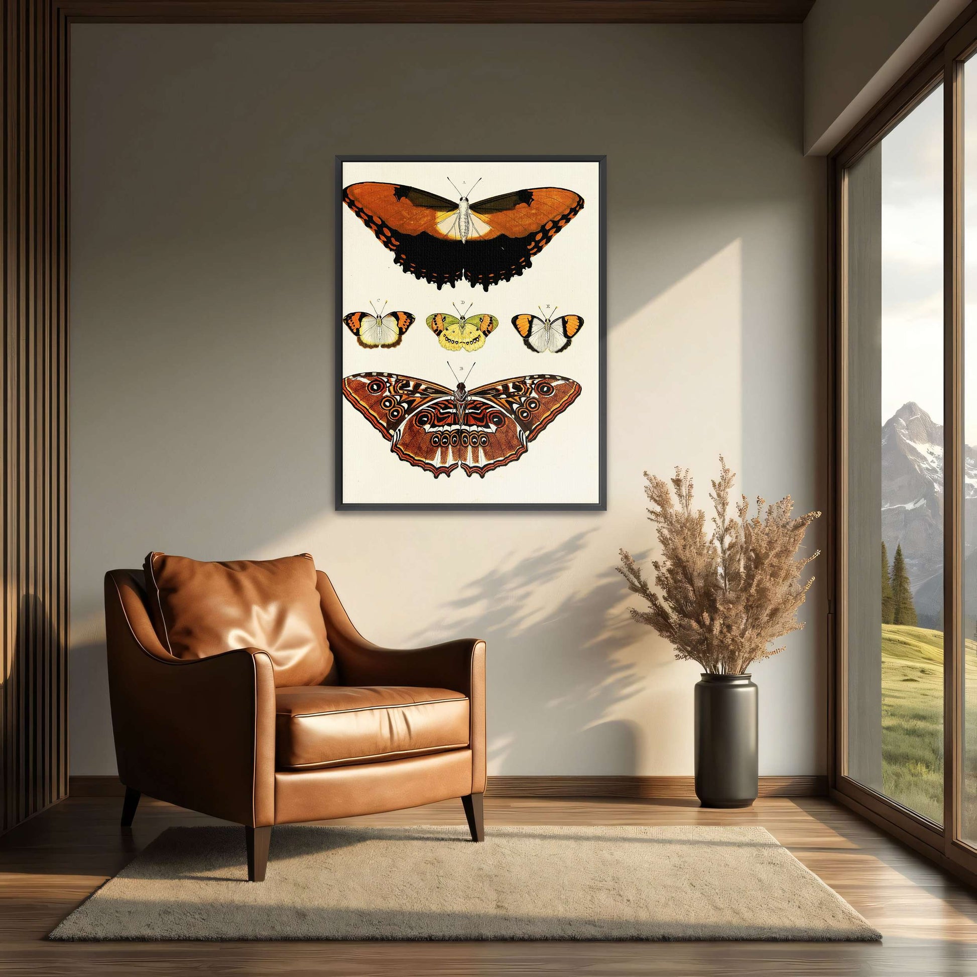 Five butterflies on white background by Pieter Cramer