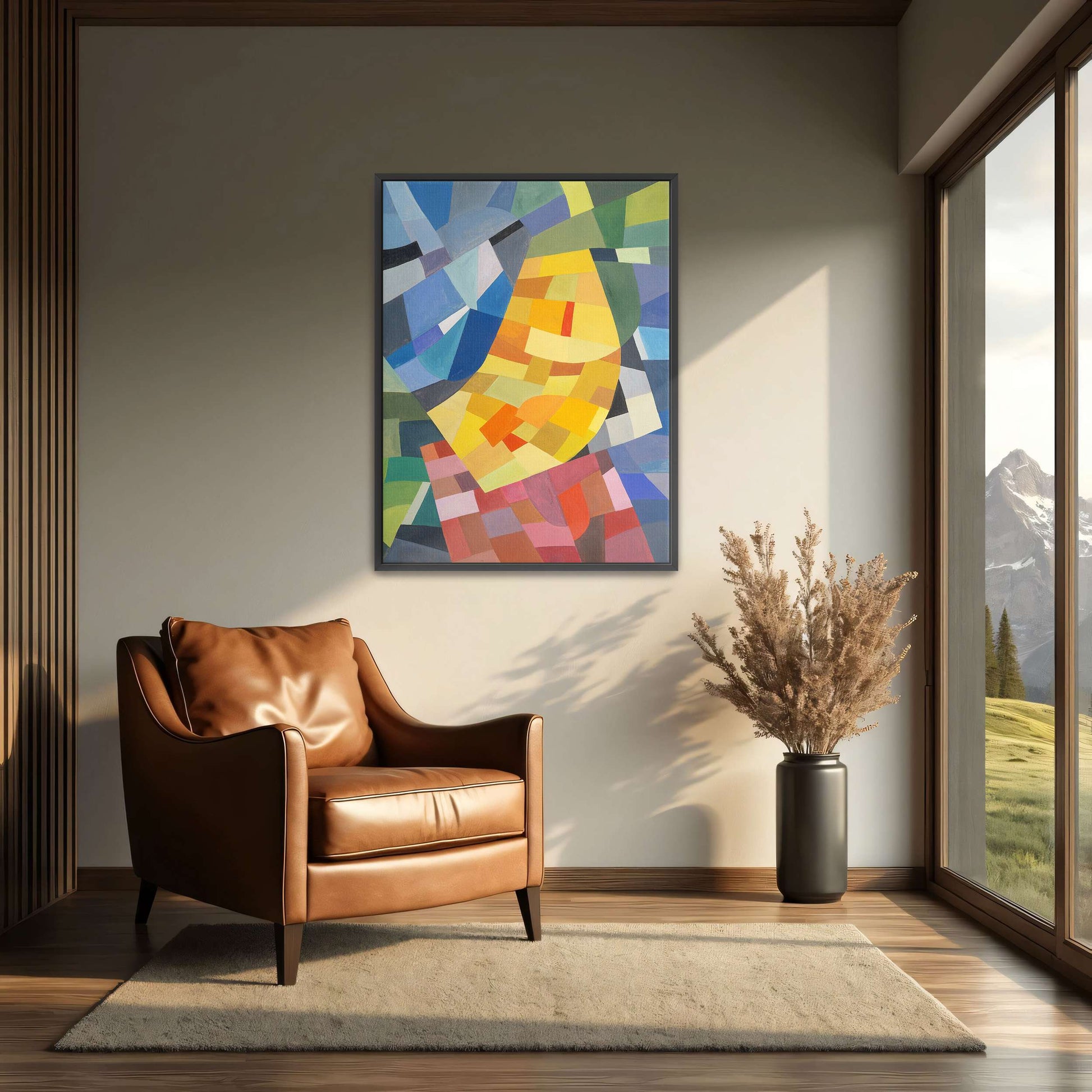 Abstract geometric painting with yellow and red by Otto Freundlich