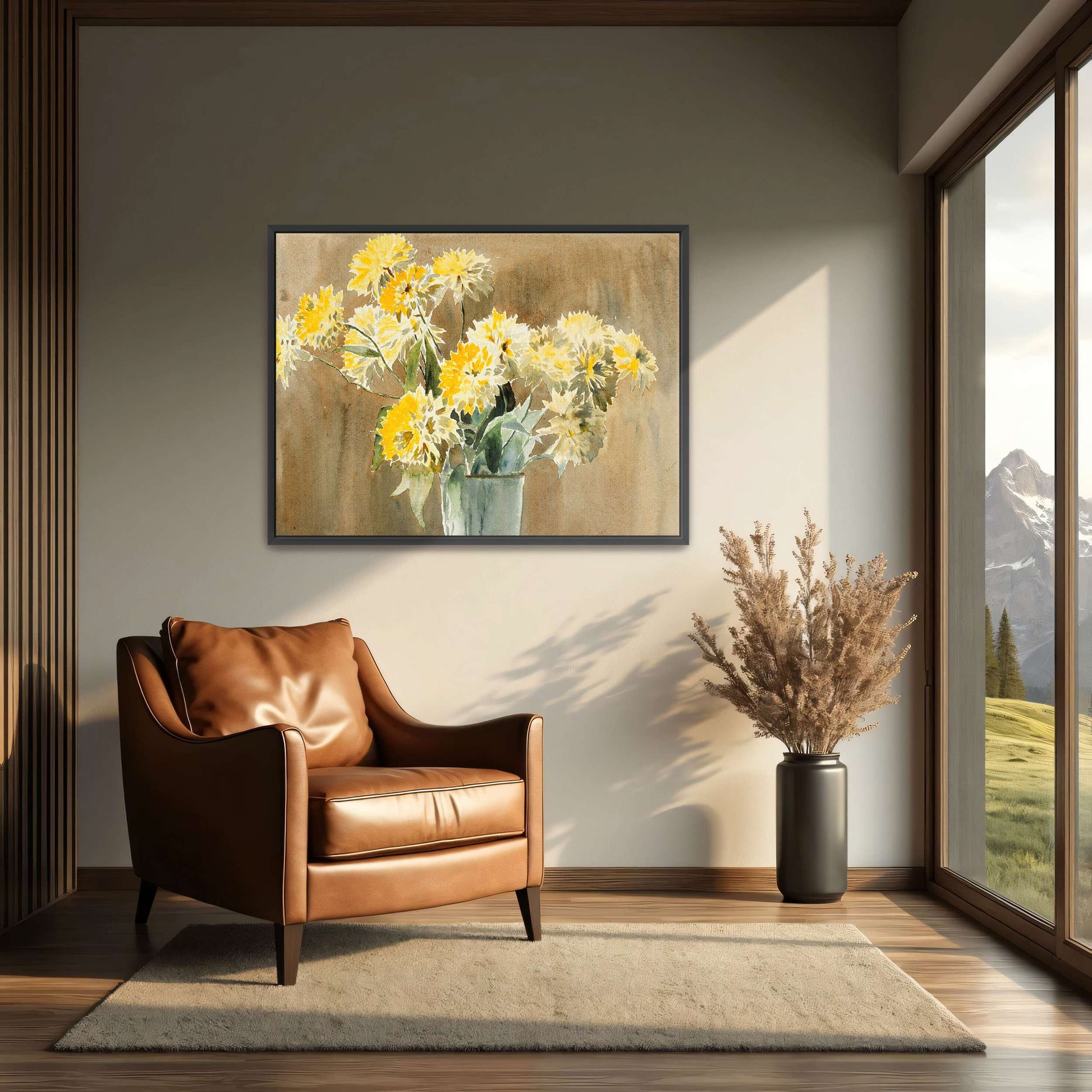 Yellow flowers in vase by Hannah Borger Overbeck