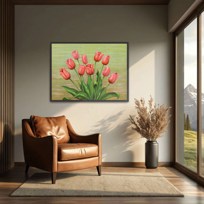 Red tulips in a vase by Lafayette F. Cargill