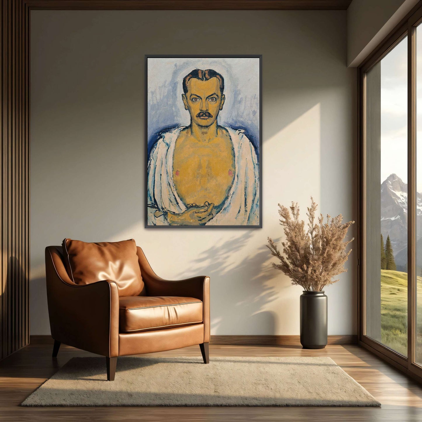 Self-portrait, man, bare chest by Koloman Moser
