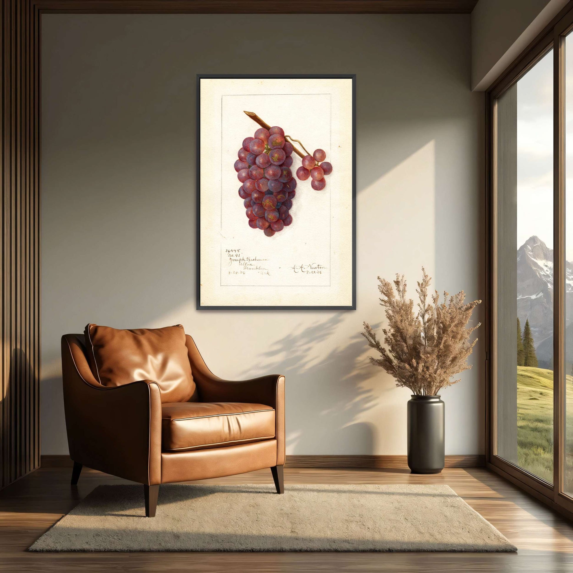 Watercolor painting of grapes by Amanda Almira Newton