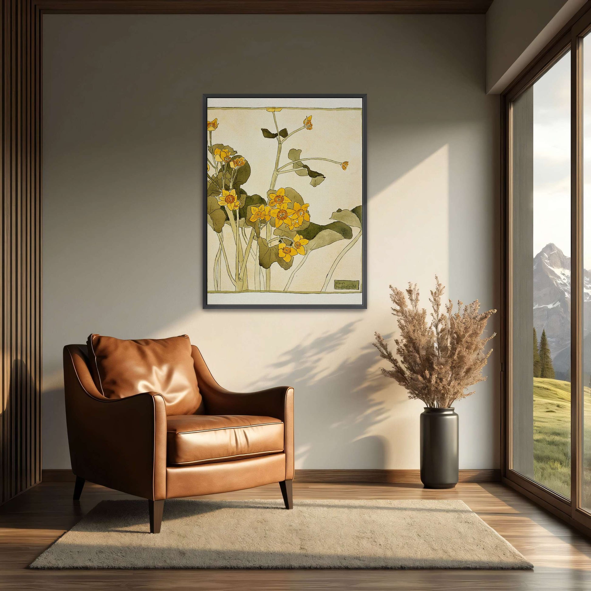 Marsh marigold botanical art by Hannah Borger Overbeck