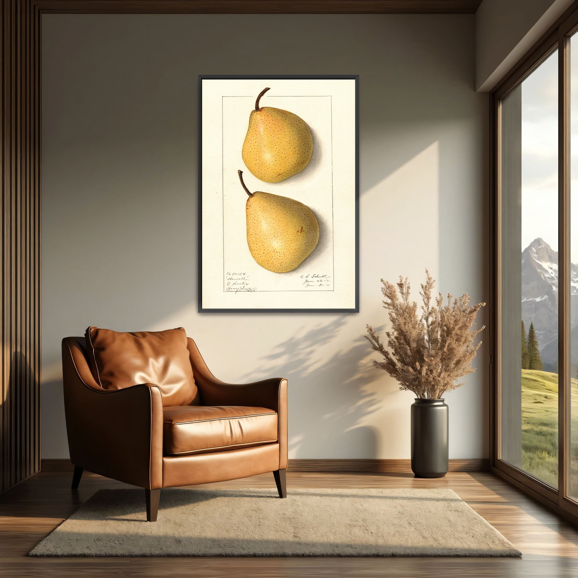 Howell Pear Watercolor Botanical Illustration By Ellen Isham Schutt