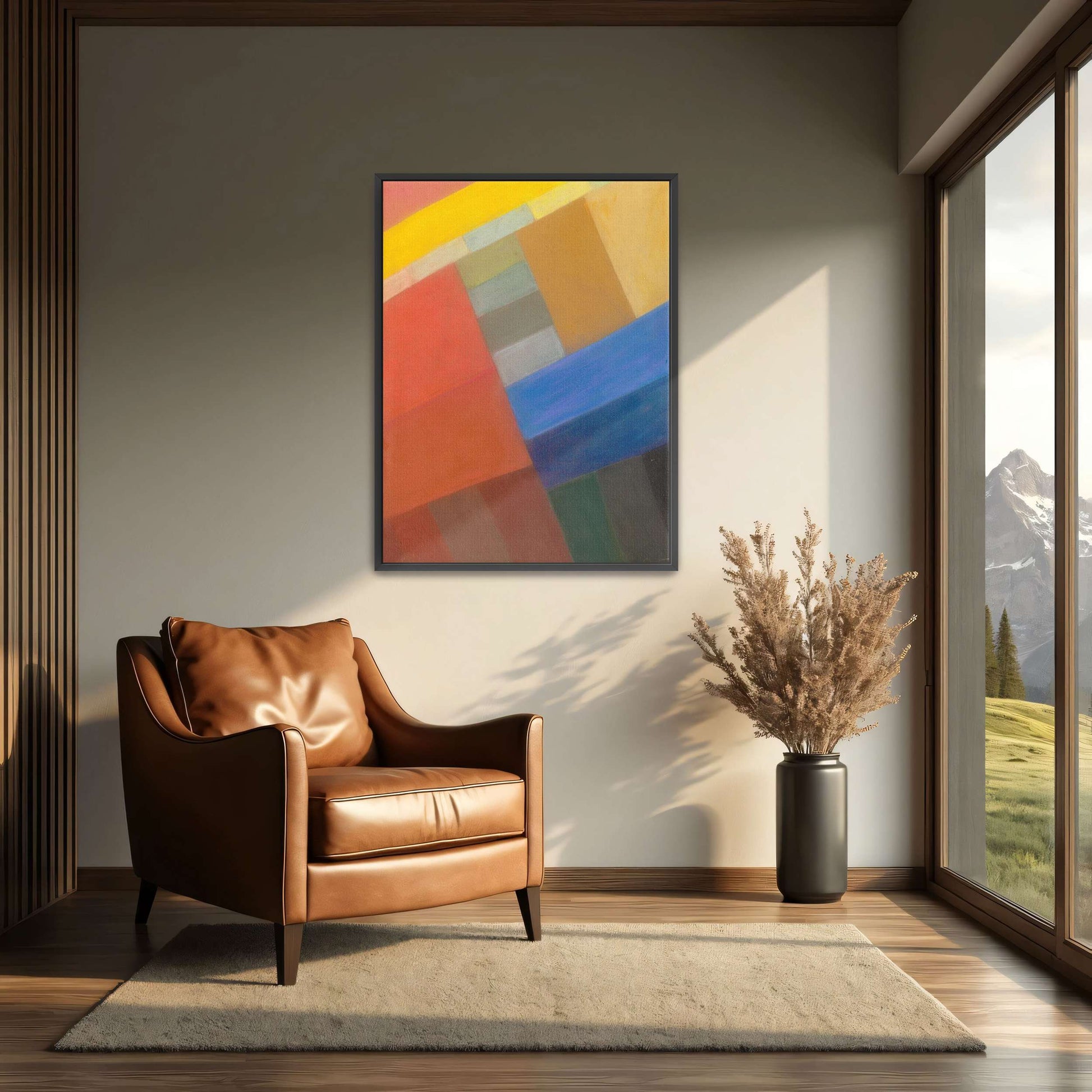 Abstract geometric art with colorful squares by Otto Freundlich