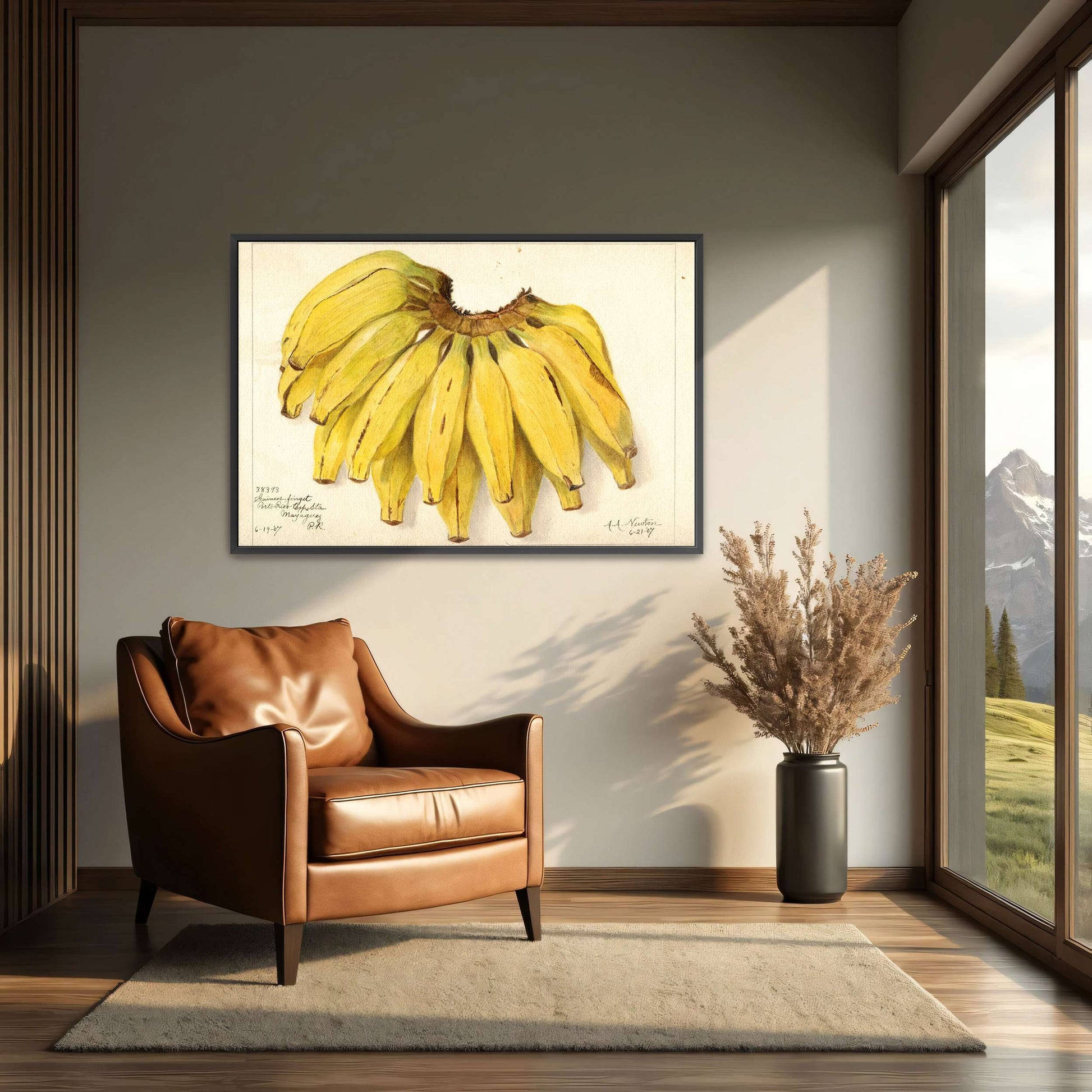 Watercolor painting of bananas by Amanda Almira Newton