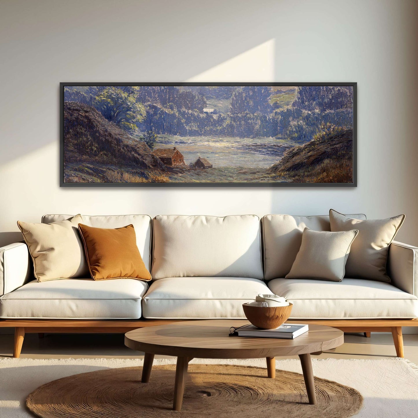 A landscape with a house in a valley by Leonard Ochtman