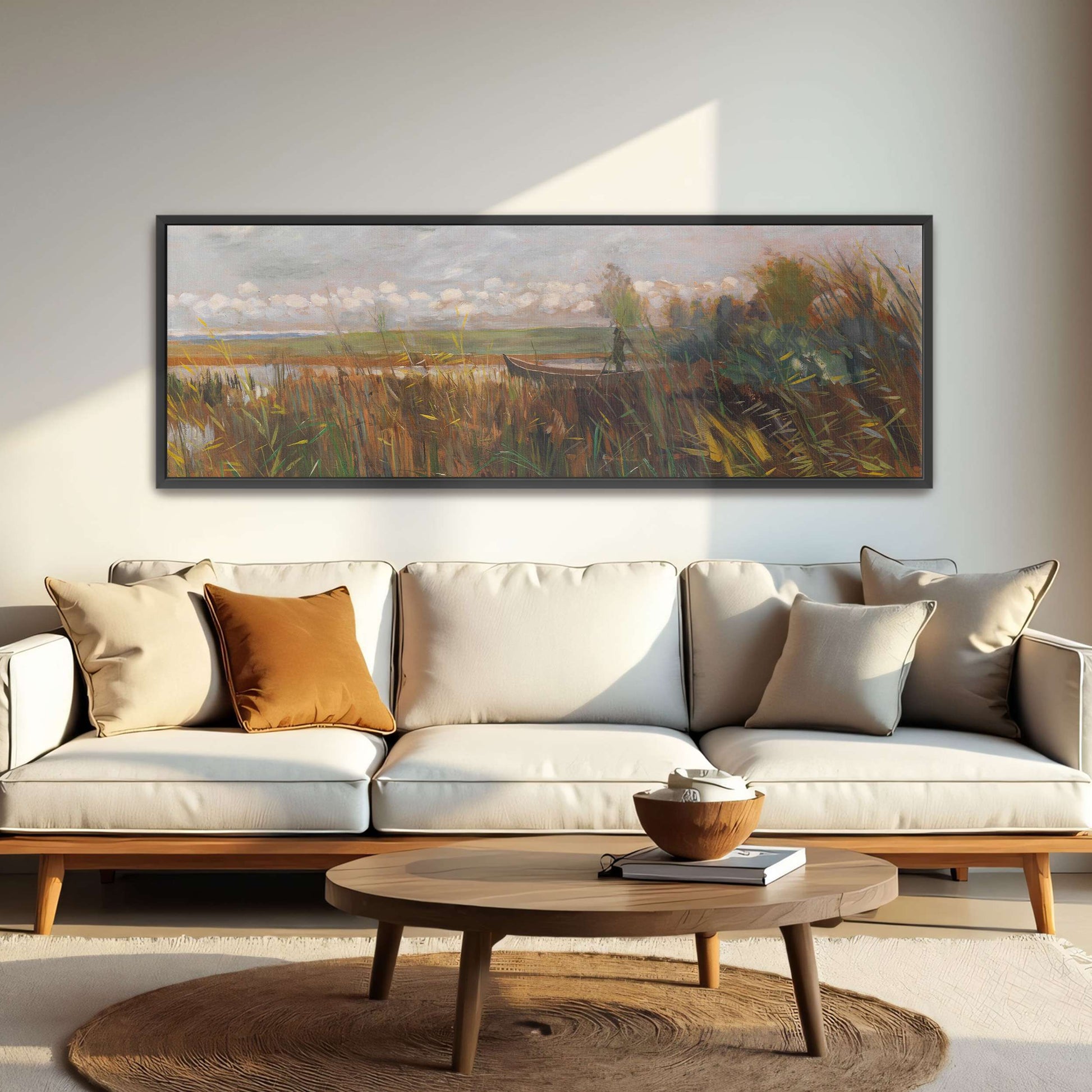 A boat in a marsh with reeds by Karl Hagemeister