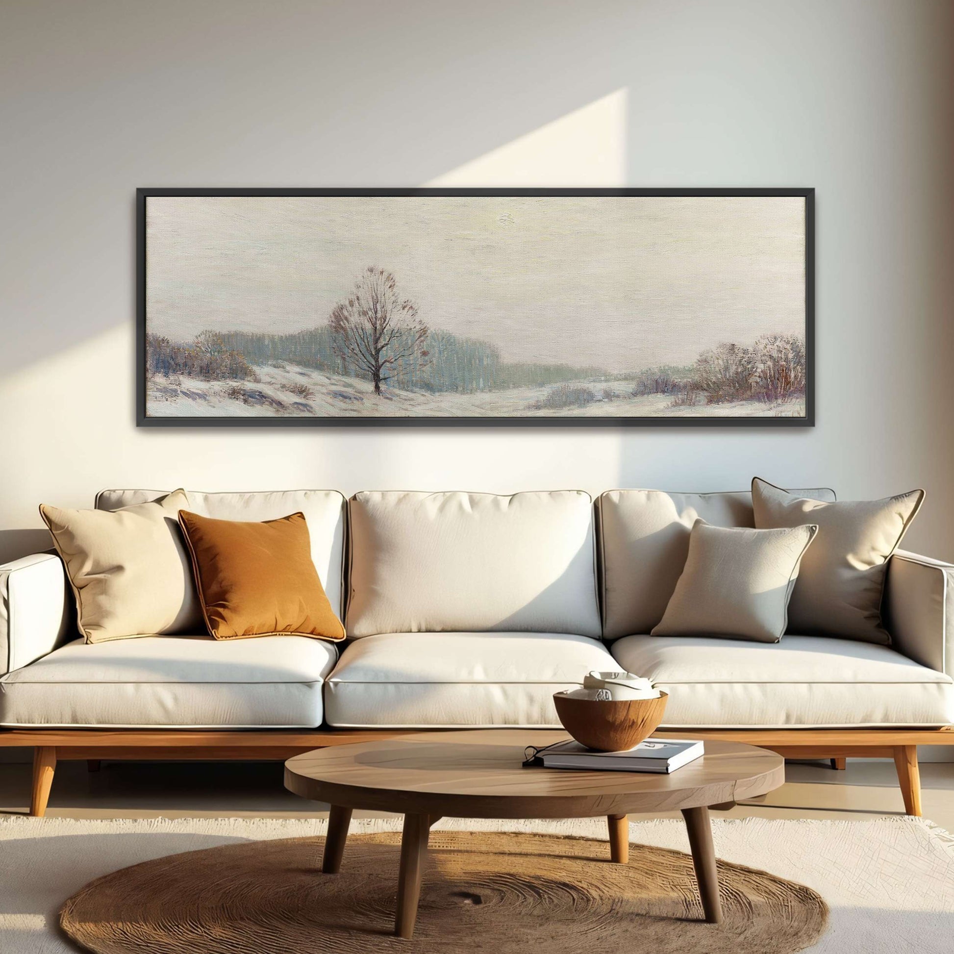 Snowy winter landscape with a lone tree by Leonard Ochtman