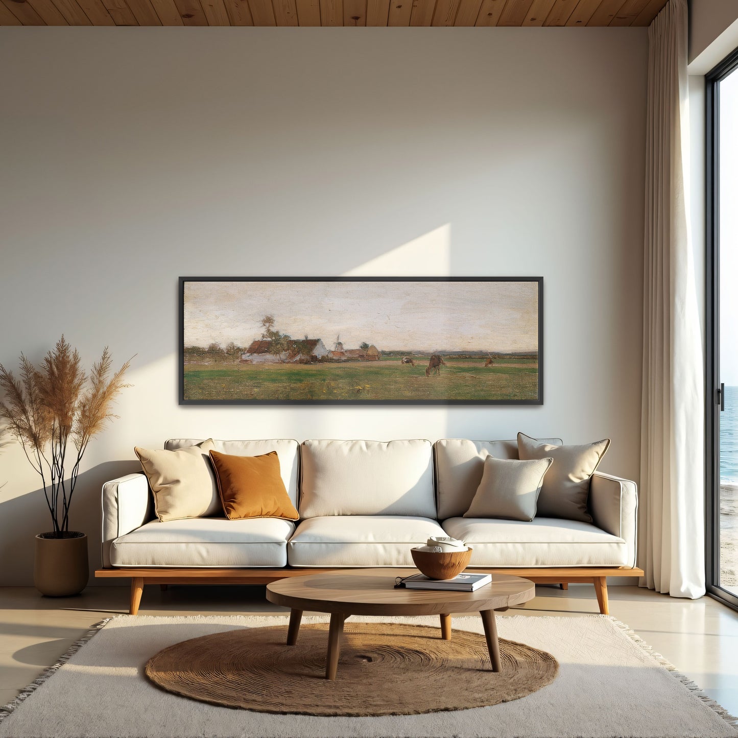 farmhouse in a field with a cloudy sky by Eugen Jettel