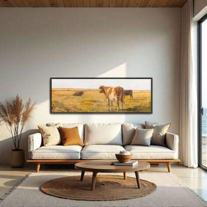 cows in a field, brown and white, rural landscape by Eugen Jettel