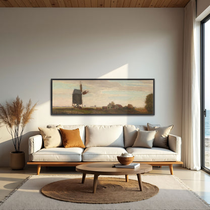 windmill landscape with houses and trees by Eugen Jettel