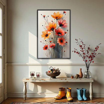 Orange And Pink Flower Bouquet Watercolor Painting By Yara Rabibzad