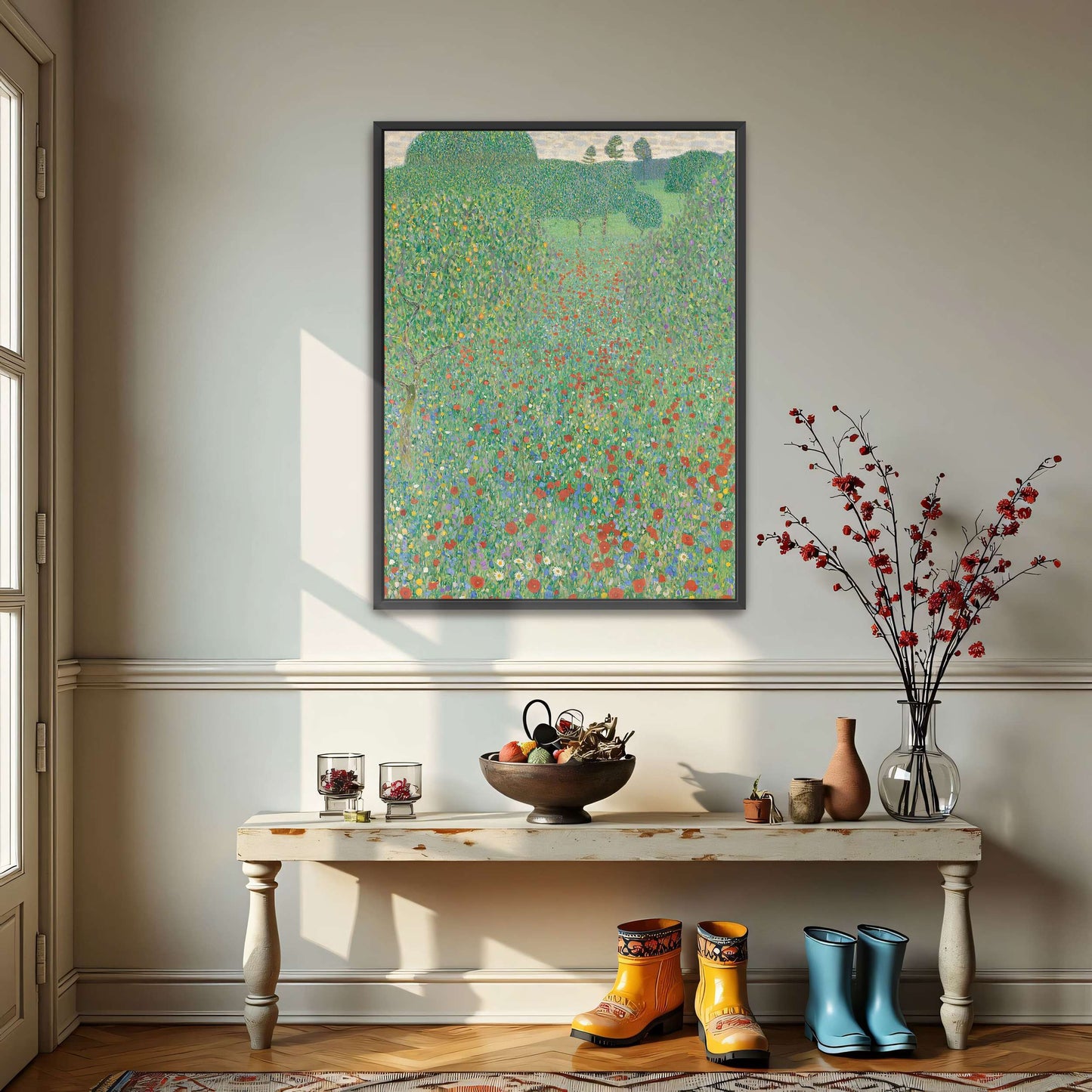 Field of red poppies and trees by Gustav Klimt