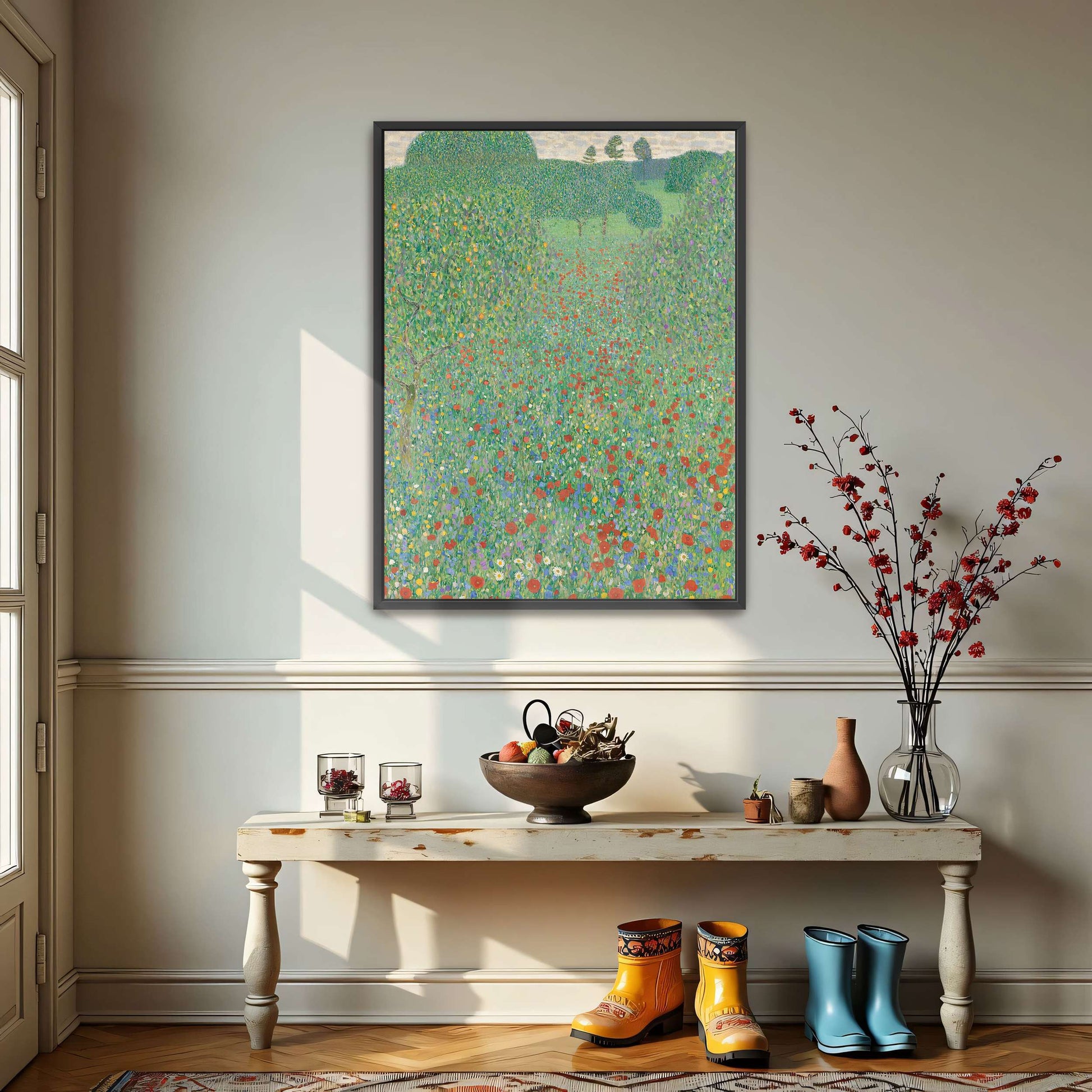 Field of red poppies and trees by Gustav Klimt