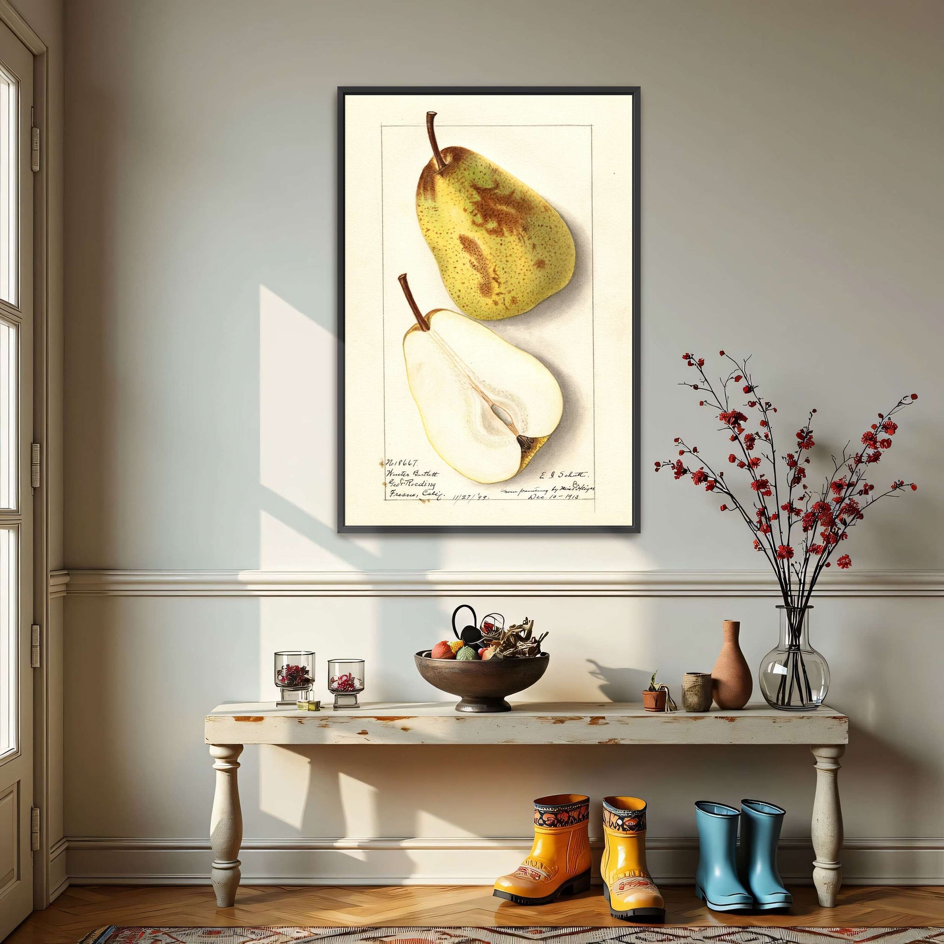 Watercolor pear painting by Ellen Isham Schutt