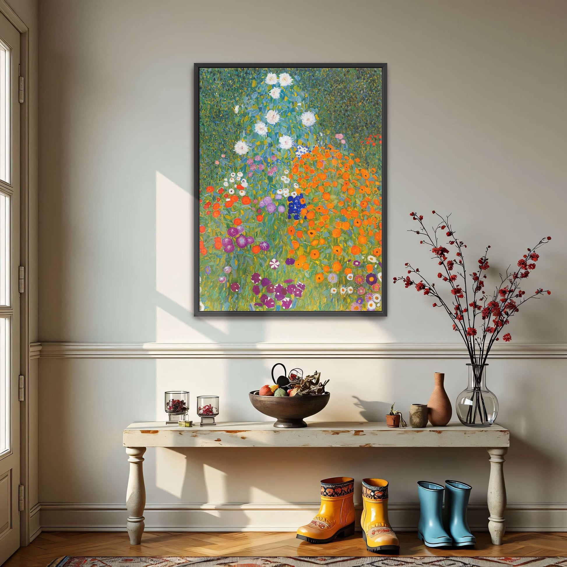 A vibrant garden with colorful flowers by Gustav Klimt