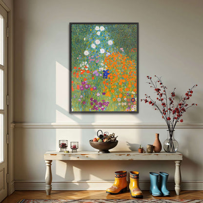 A vibrant garden with colorful flowers by Gustav Klimt