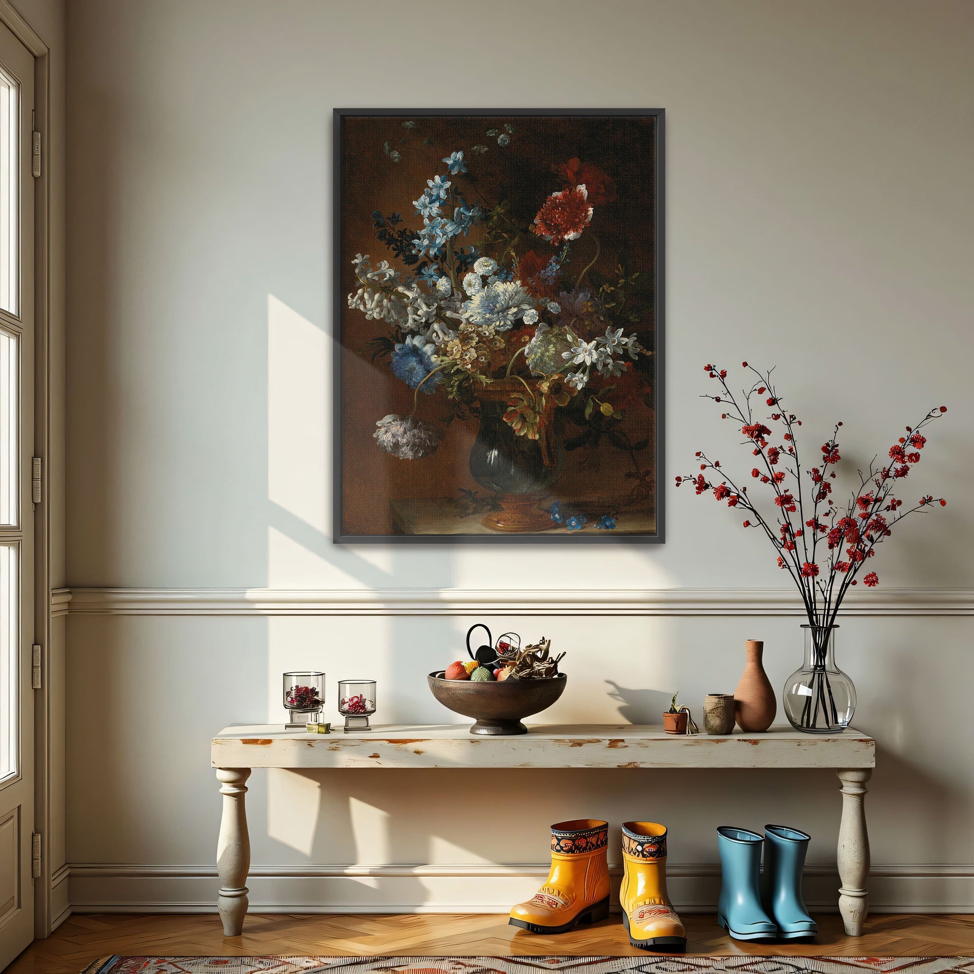 Flowers In A Vase With Blue And White Blooms By Jean-Baptiste Monnoyer