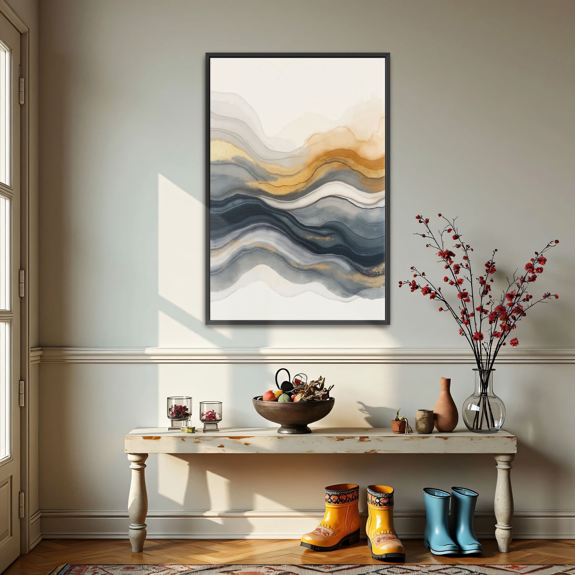 Abstract Gold And Grey Swirls By Yara Rabibzad