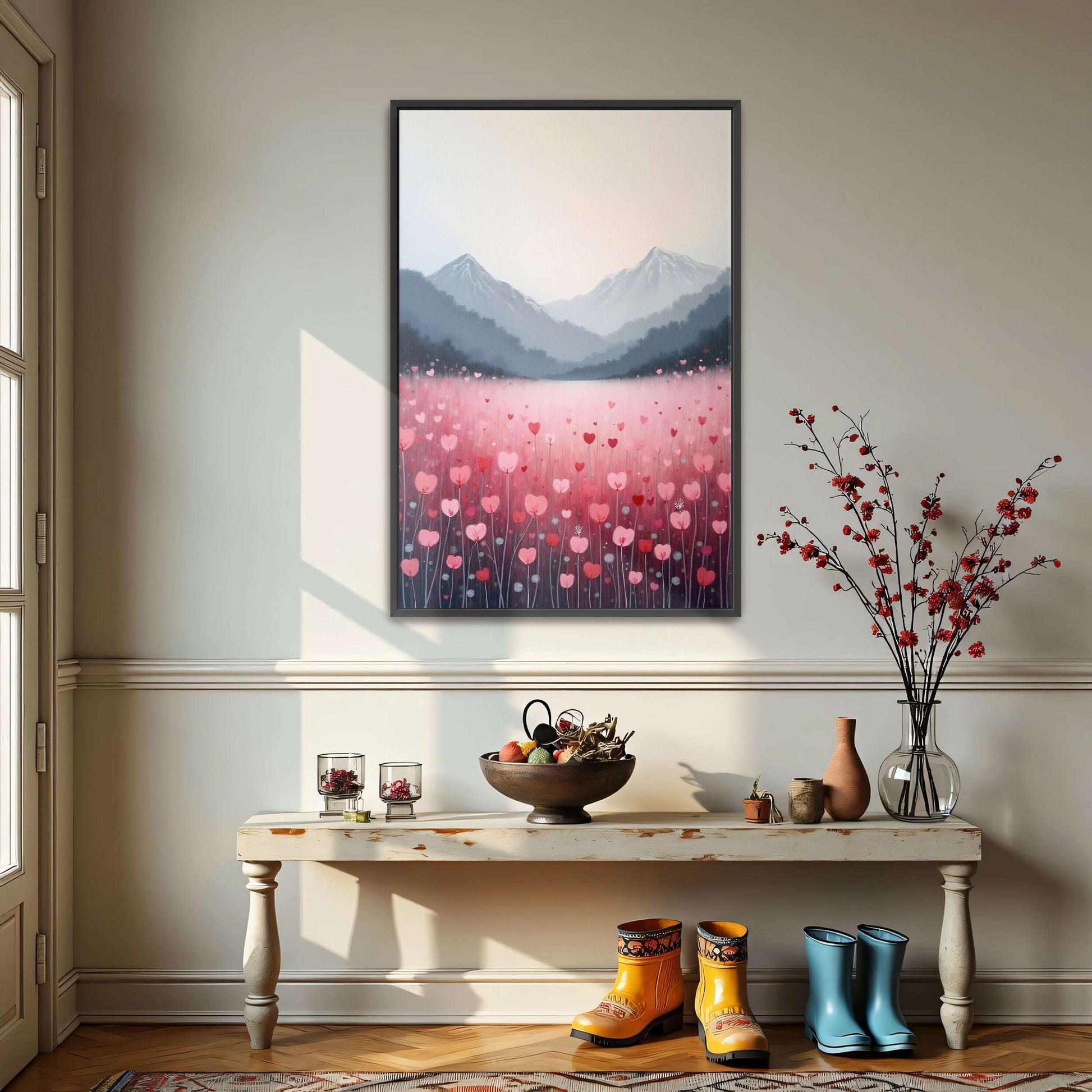 Heart Shaped Flowers Field In Mountains By Yara Rabibzad