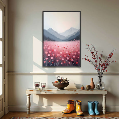 Heart Shaped Flowers Field In Mountains By Yara Rabibzad