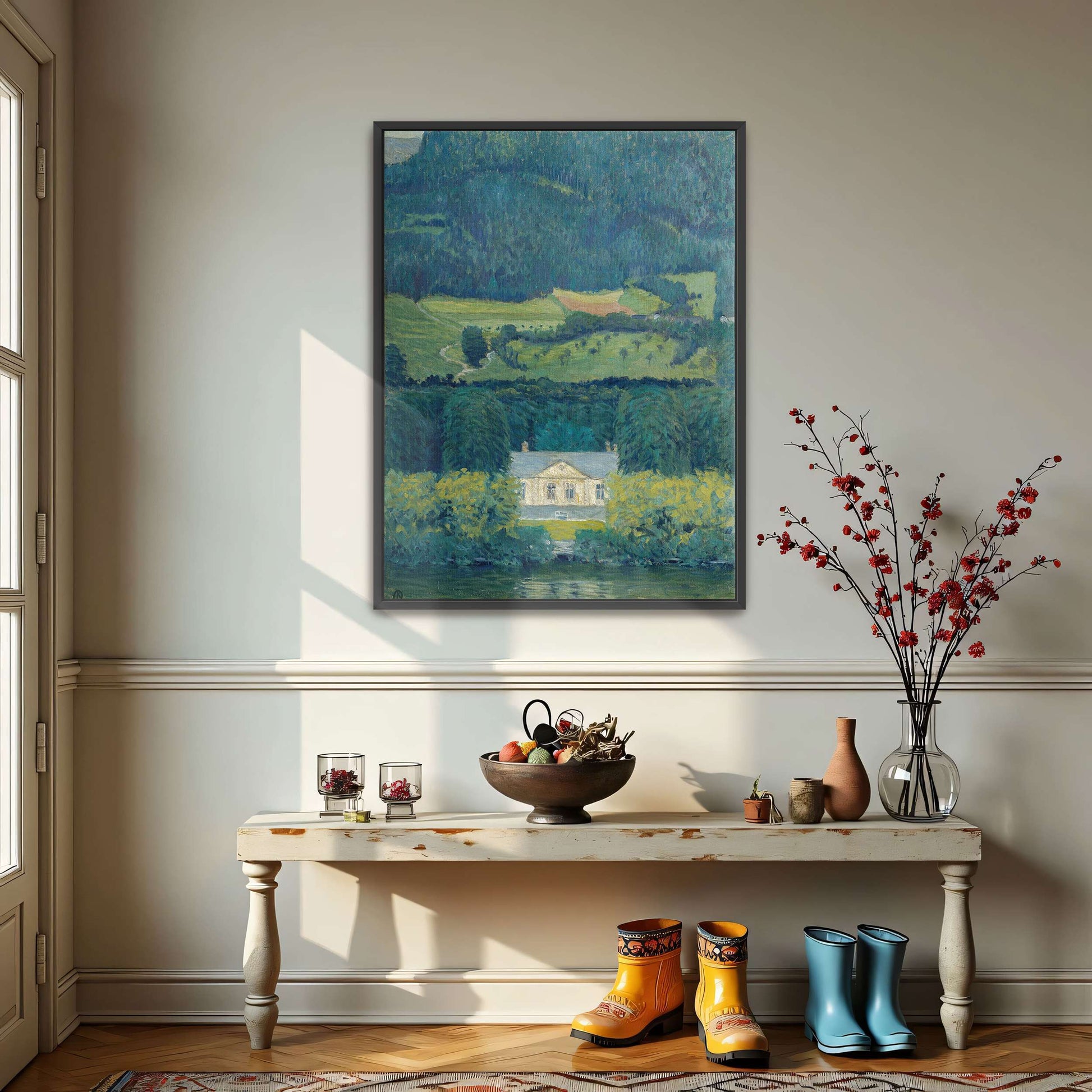 Country house by water, landscape by Koloman Moser
