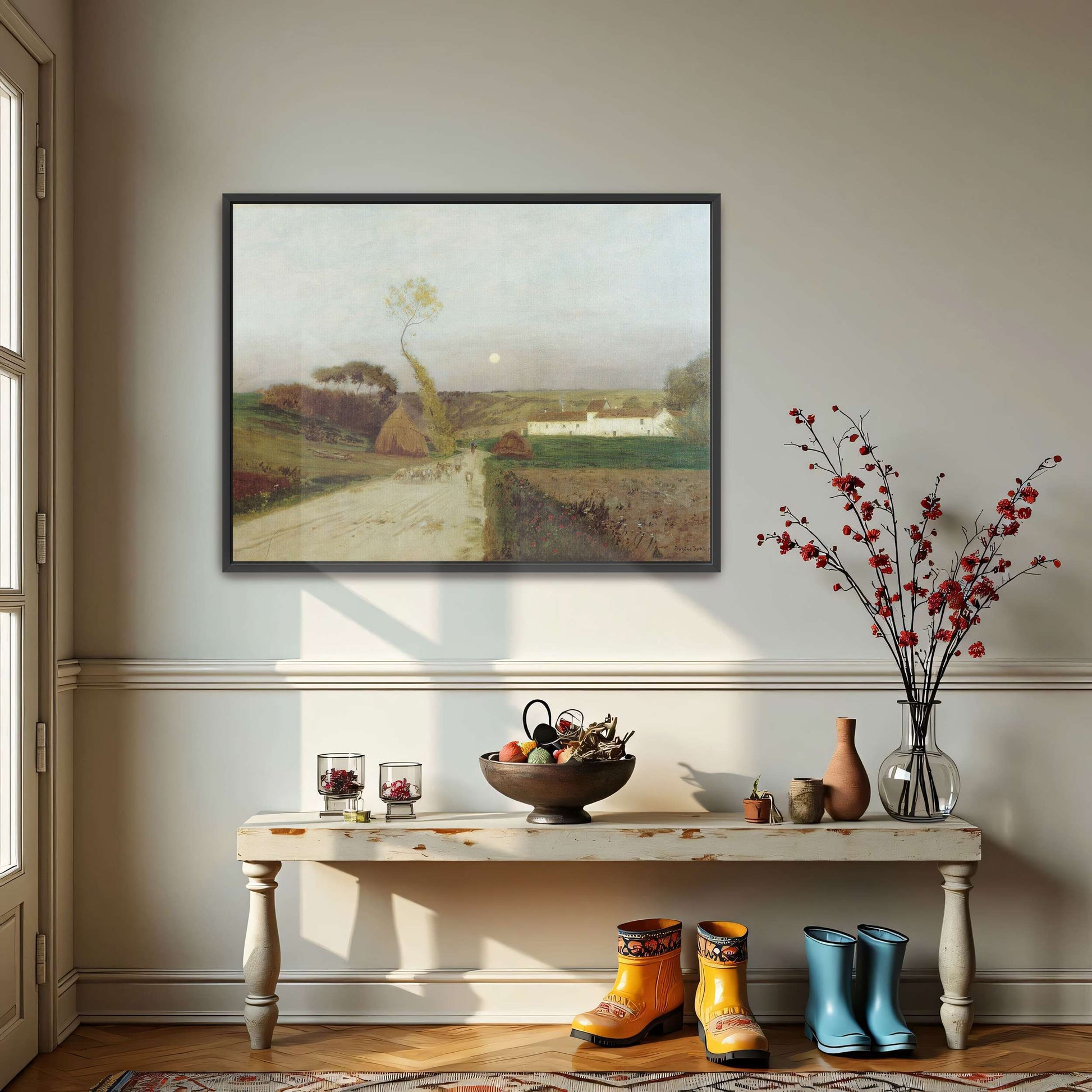 Countryside scene with moon and sheep by Eugen Jettel