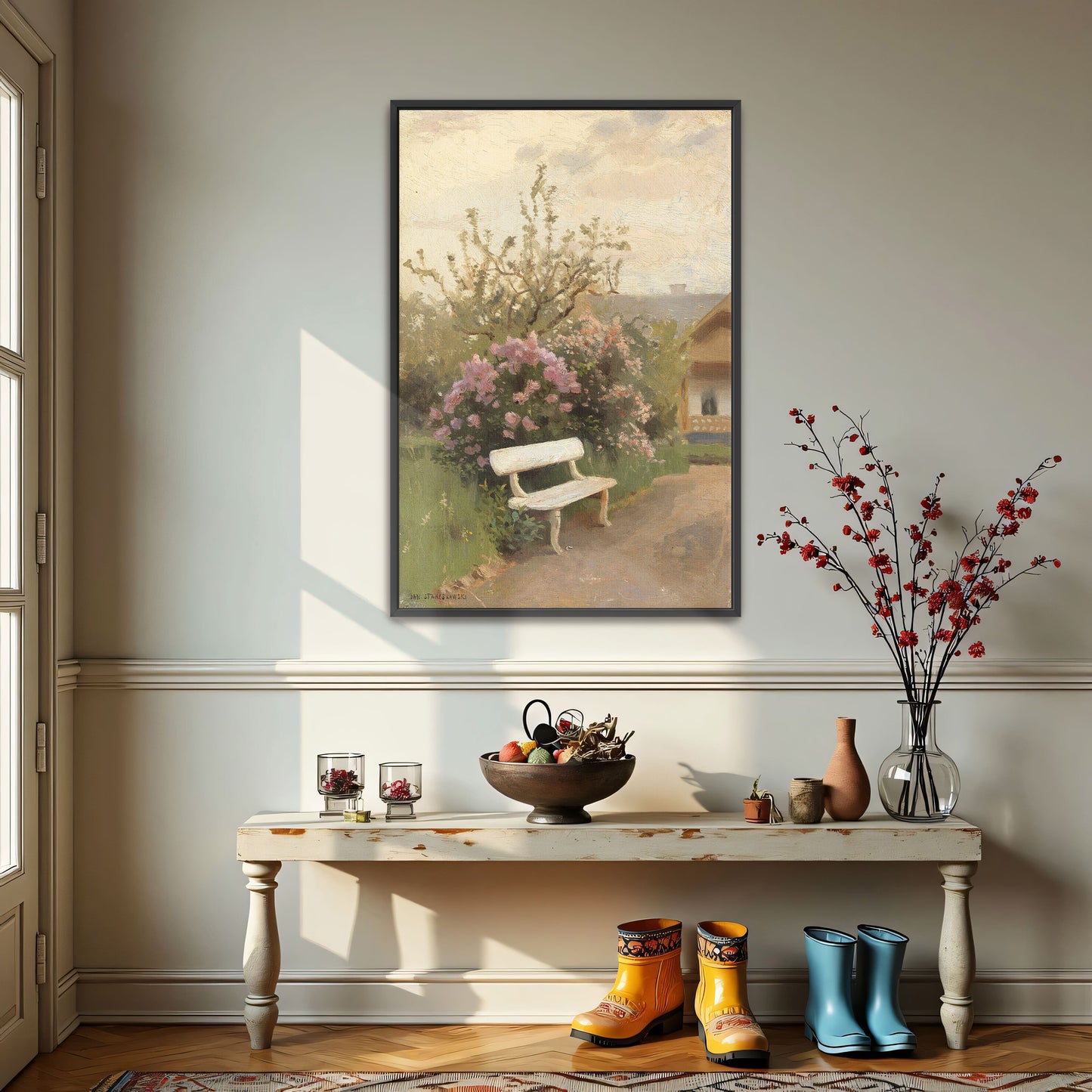 Garden Bench With Flowers In A Sunny Landscape By Jan Stanislawski