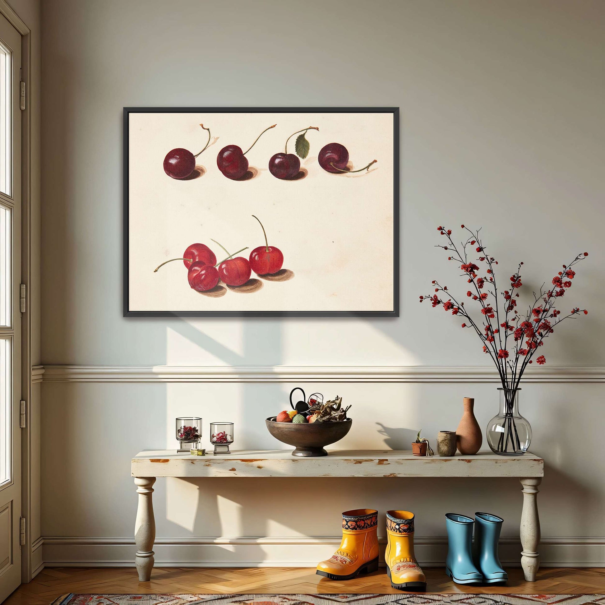 Cherries still life painting by Johanna Fosie