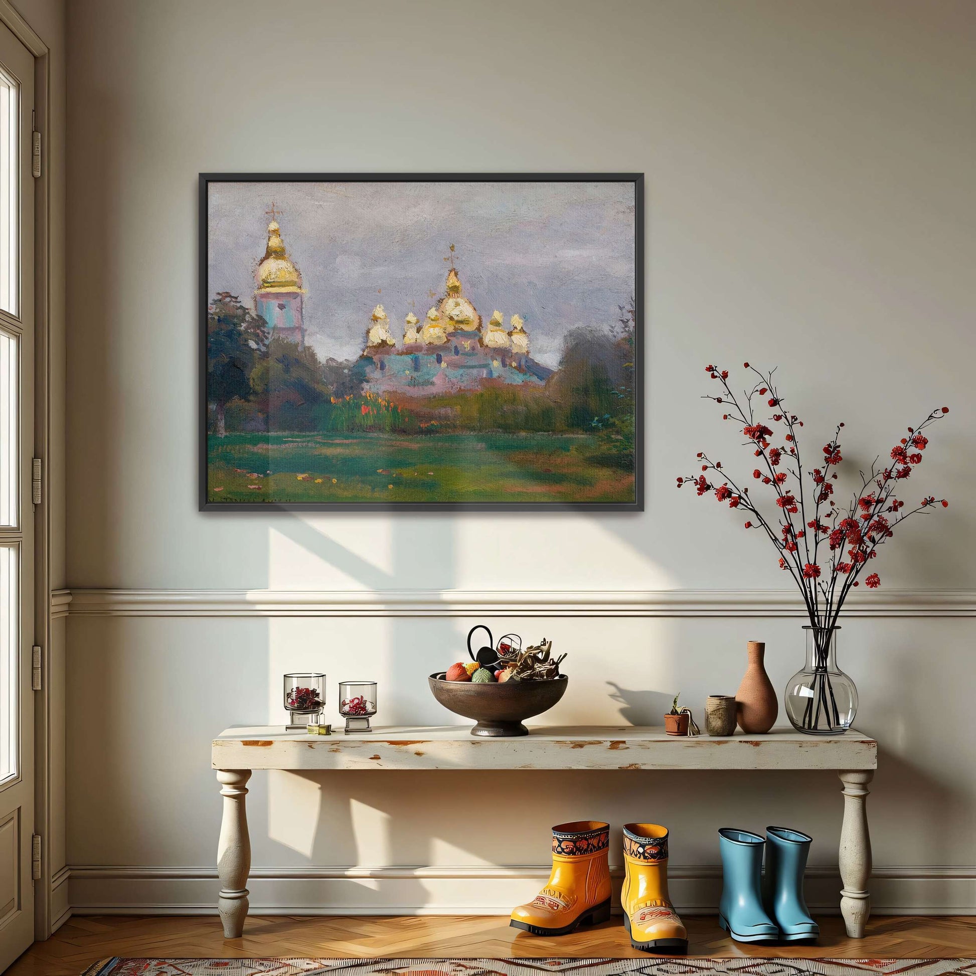 Church with Golden Domes in Landscape by Jan Stanislawski