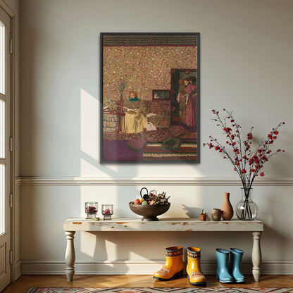 Interior Scene With Two Women Reading And A Floral Wallpaper By Édouard Vuillard