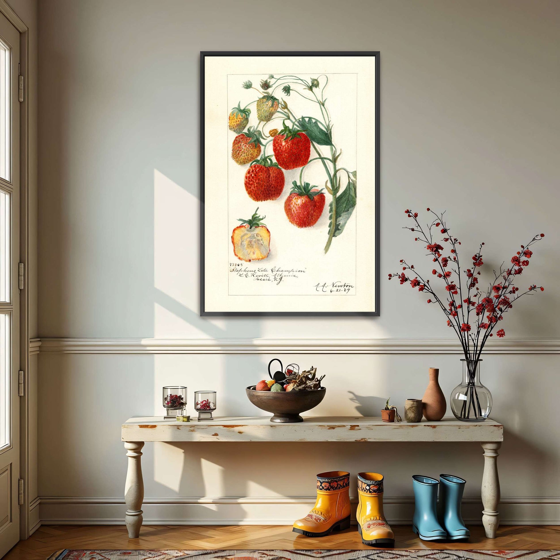 Watercolor painting of strawberries by Amanda Almira Newton