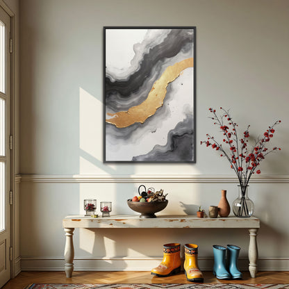 Abstract Gold And Grey Swirls By Yara Rabibzad